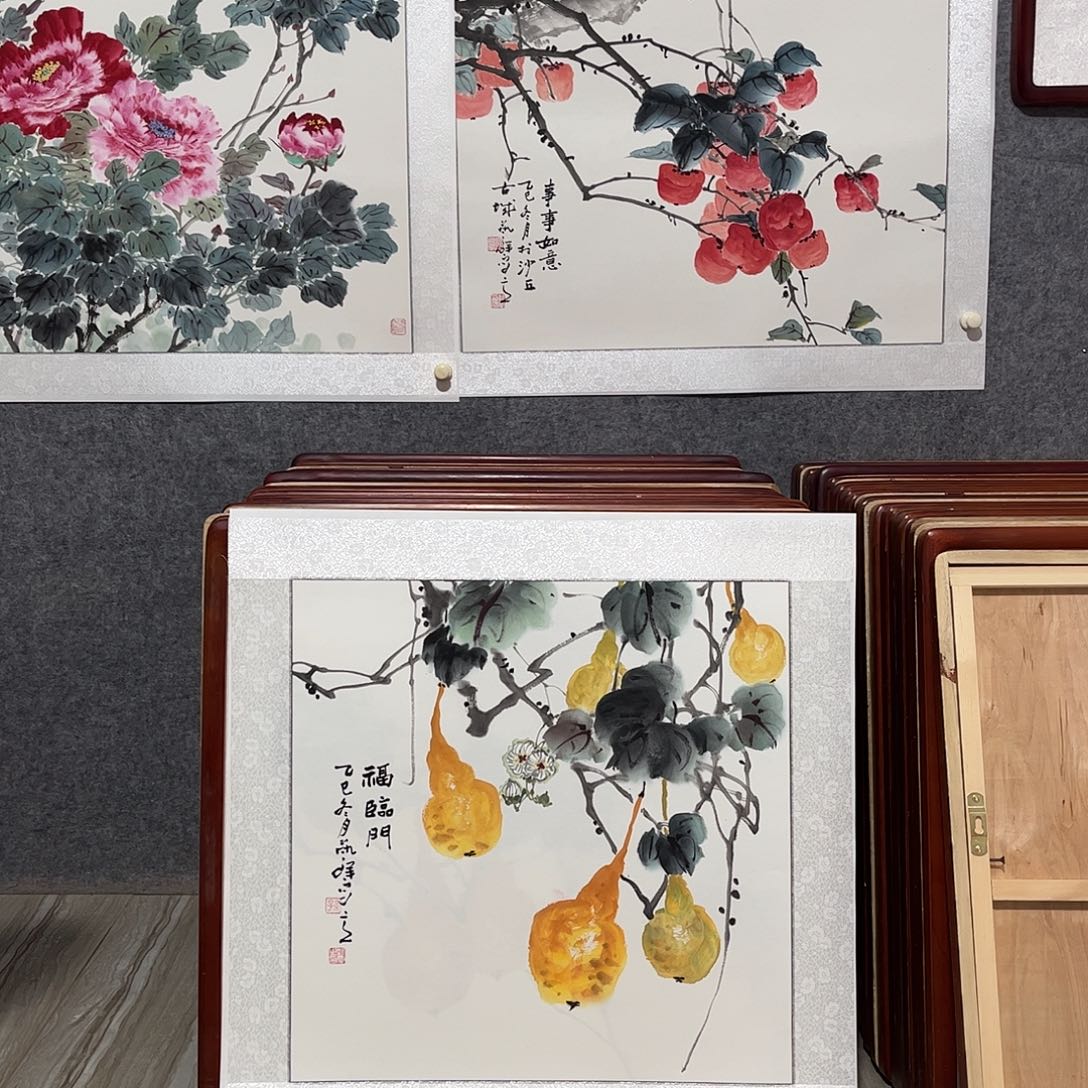 国画书画作品带框63×63