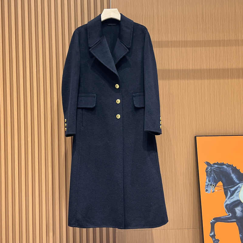 轻奢简约双面呢大衣女长款显瘦赫本风86441秋冬毛呢外套