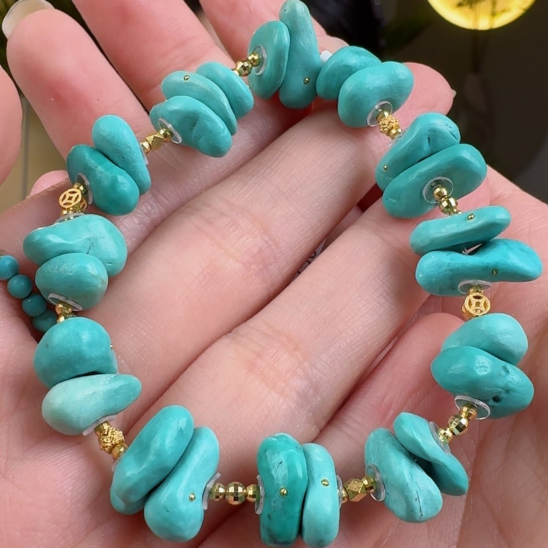 绿松石珠宝奇石18K金镶嵌