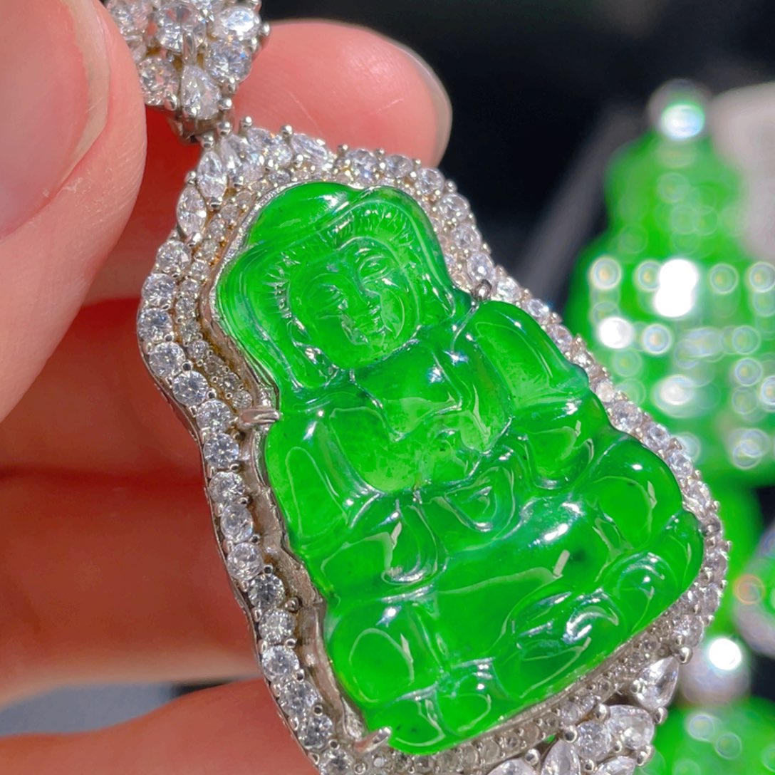 翡翠吊坠(不含链)银S925镶嵌