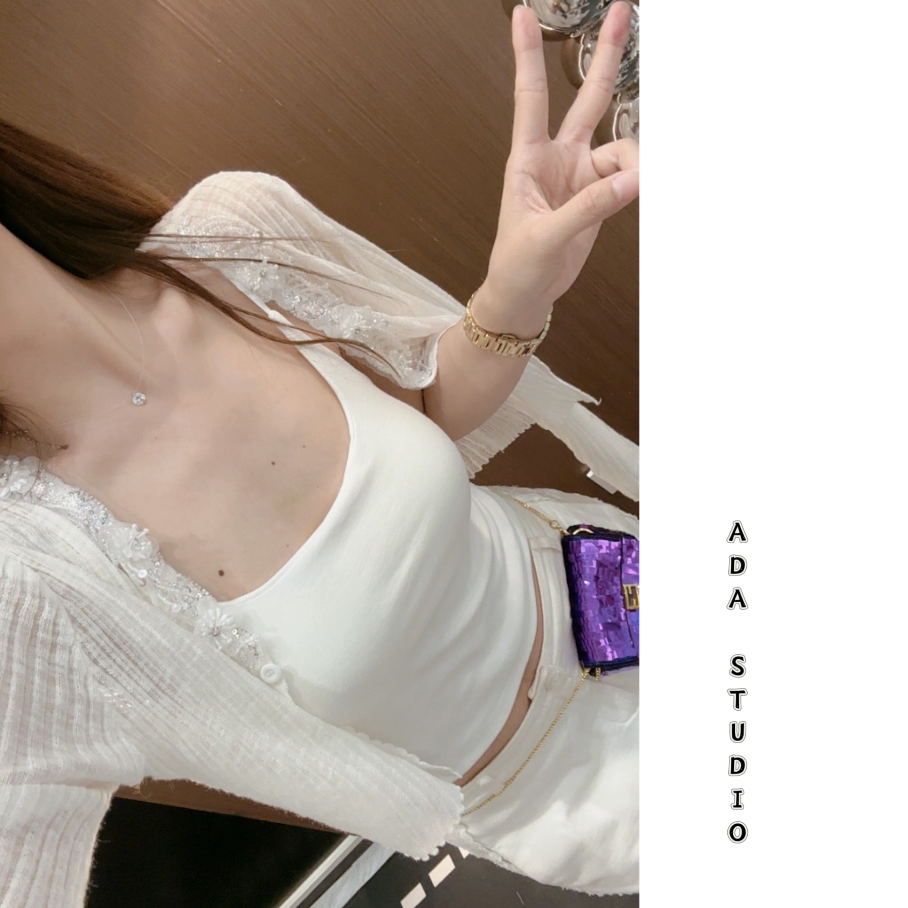 Ada定制【花漾爱神】刺绣珠片千金开衫超重工气质亮片外搭小衫夏