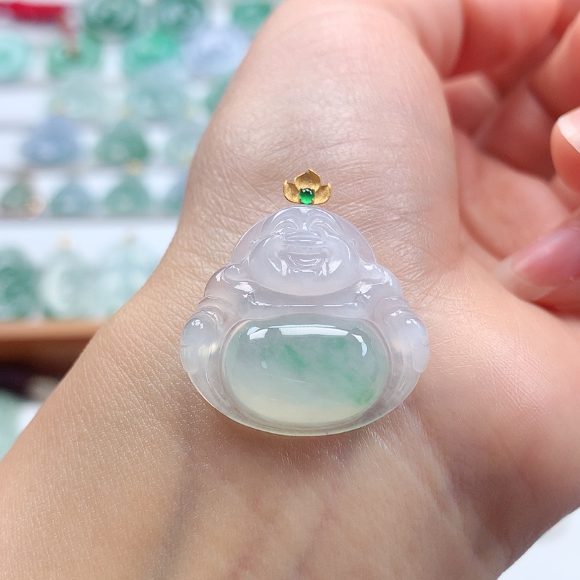 【闪购商品】翡翠吊坠(赠链)18K金镶嵌