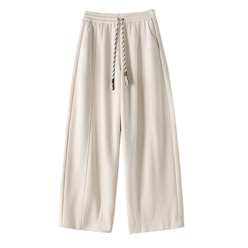 垂感阔腿裤口袋休闲裤显瘦裤子高腰宽松针织 1851