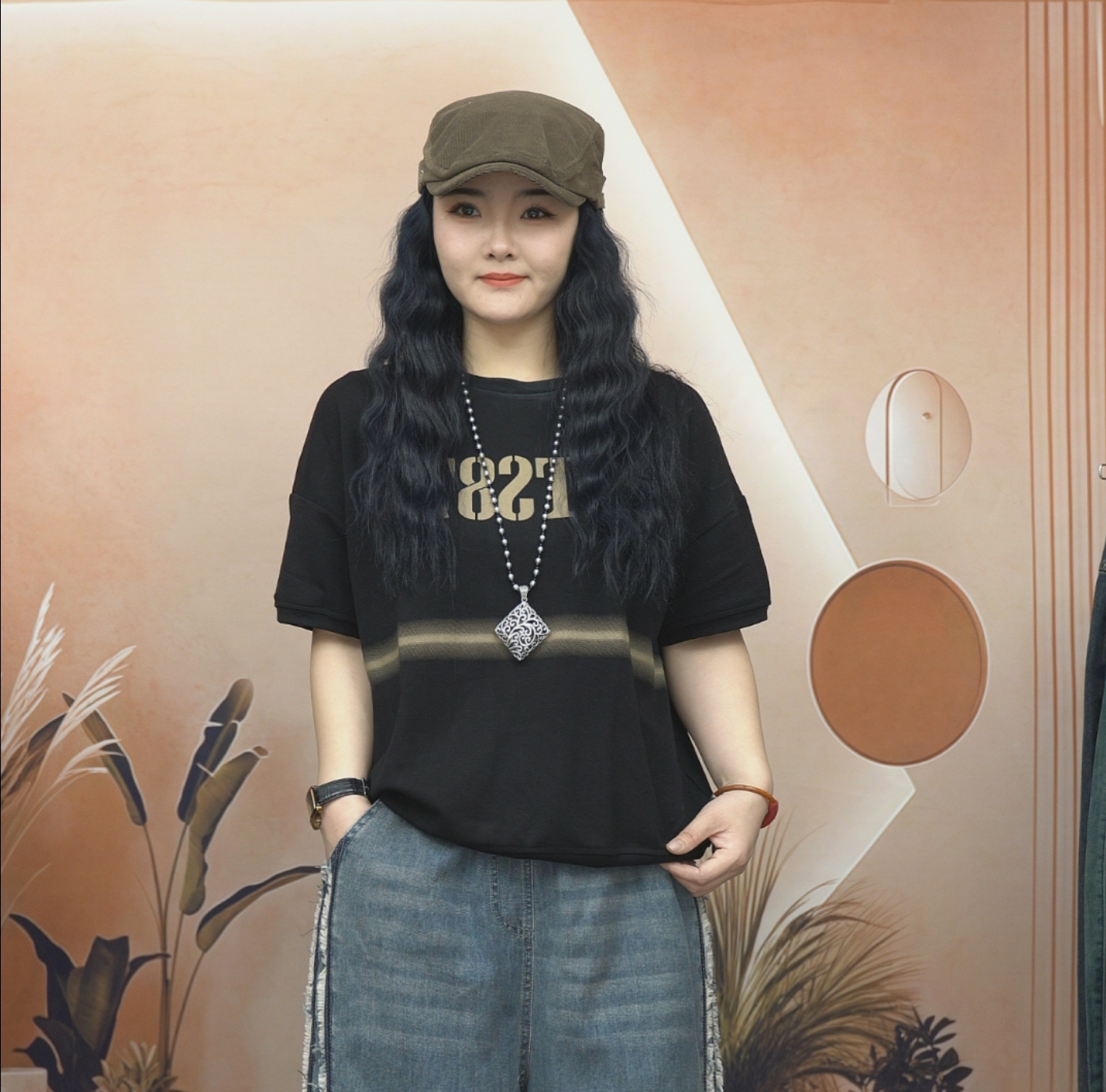 2025年韩版减龄字母印花圆领套头卫衣T恤宽松休闲帽衫女短袖