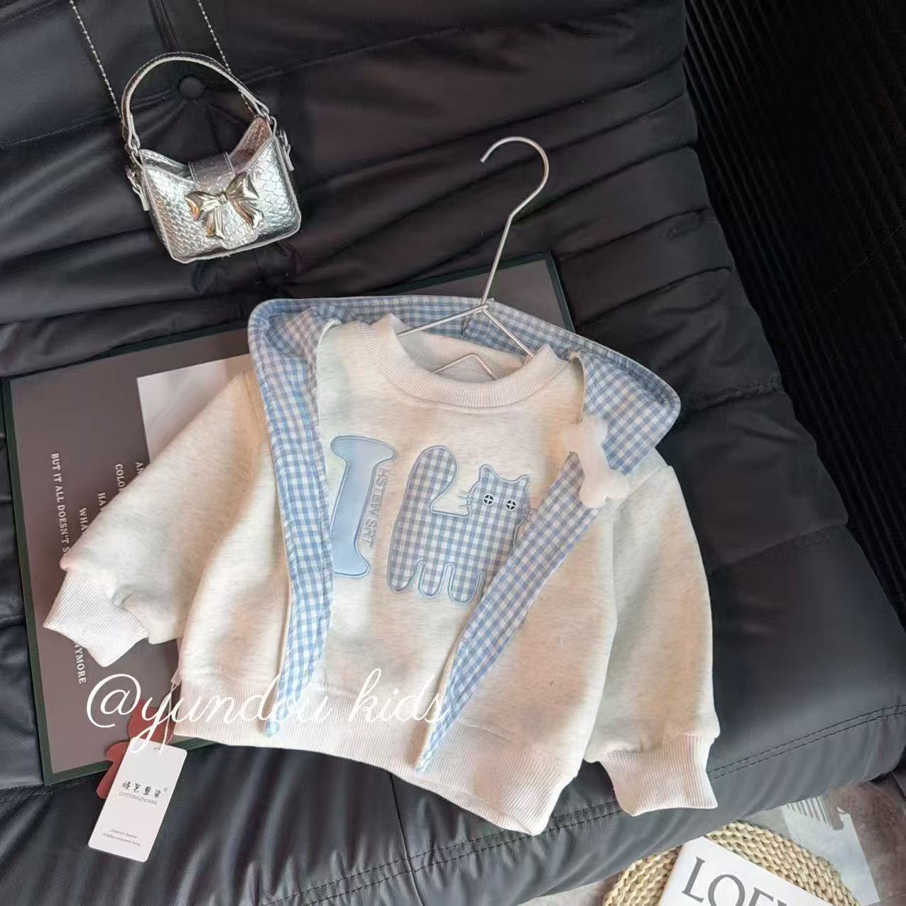 【三件套】（送披肩可拆卸）加绒加厚刺绣女童卫衣秋冬款时尚百搭上衣