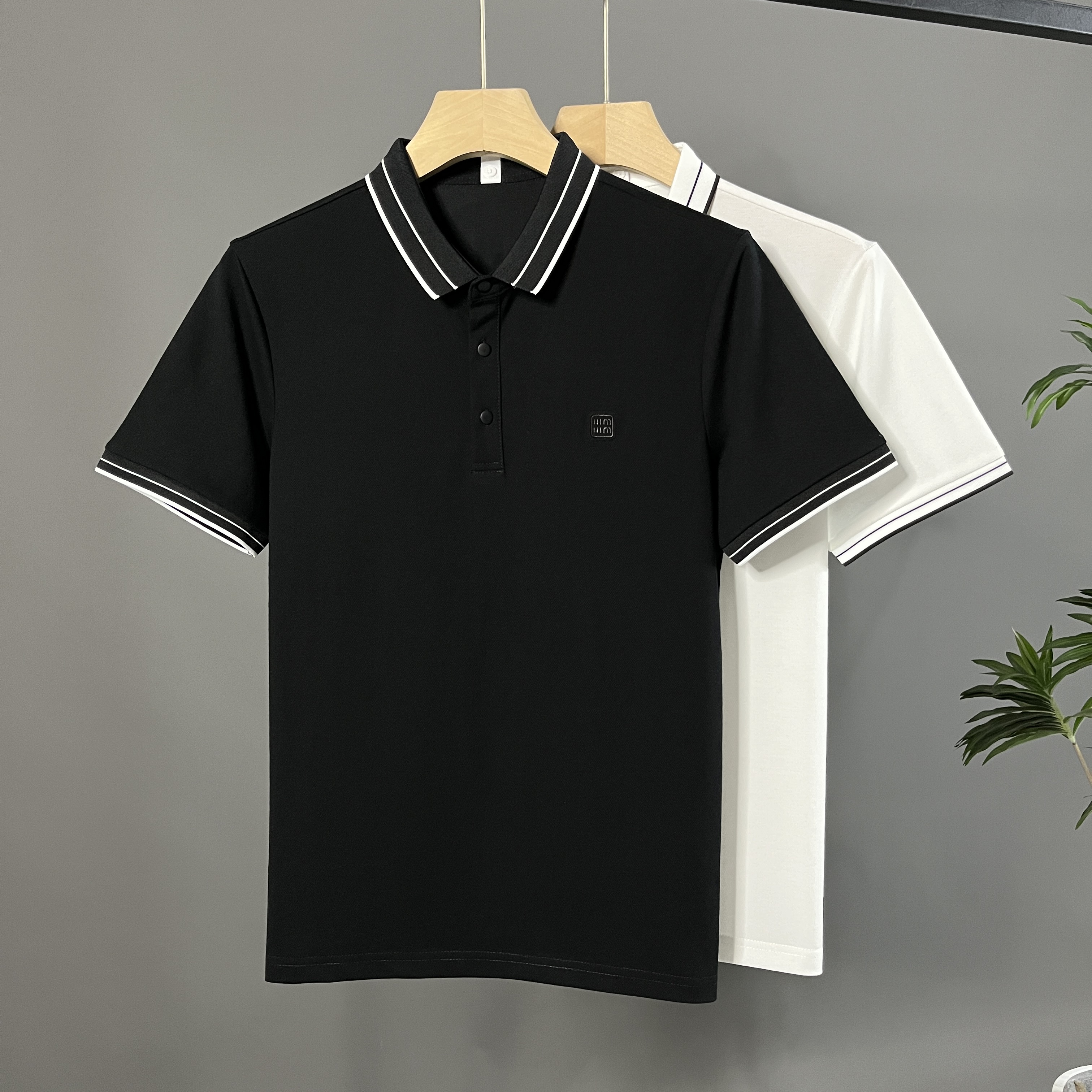 夏季轻奢男士POLO衫修身简约百搭透气提花领商务休闲翻领半袖T恤