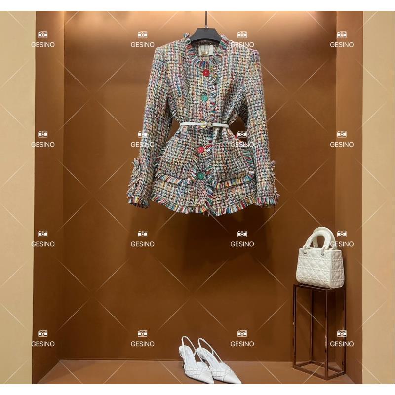 【关关】秋冬气质小香风时尚设计师中长款外套 QD-2025310