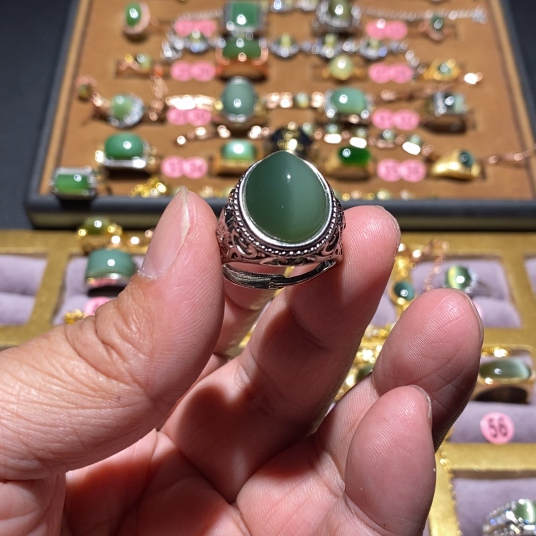 和田玉（碧玉）戒指未镶嵌潇*雨