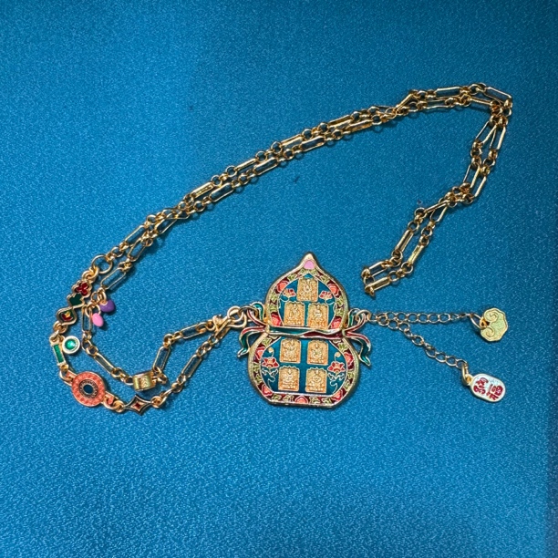 非金属珐琅项链 D1037古法中式七面佛大葫芦项链