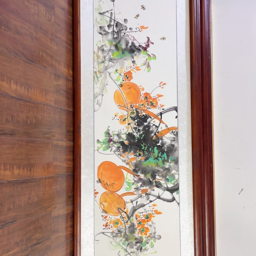 国画手绘带框尺寸48*163厘米