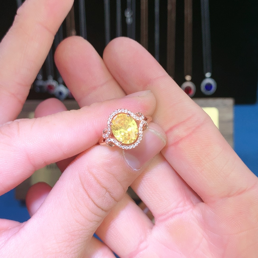 黄晶戒指银S925镶嵌1111111111