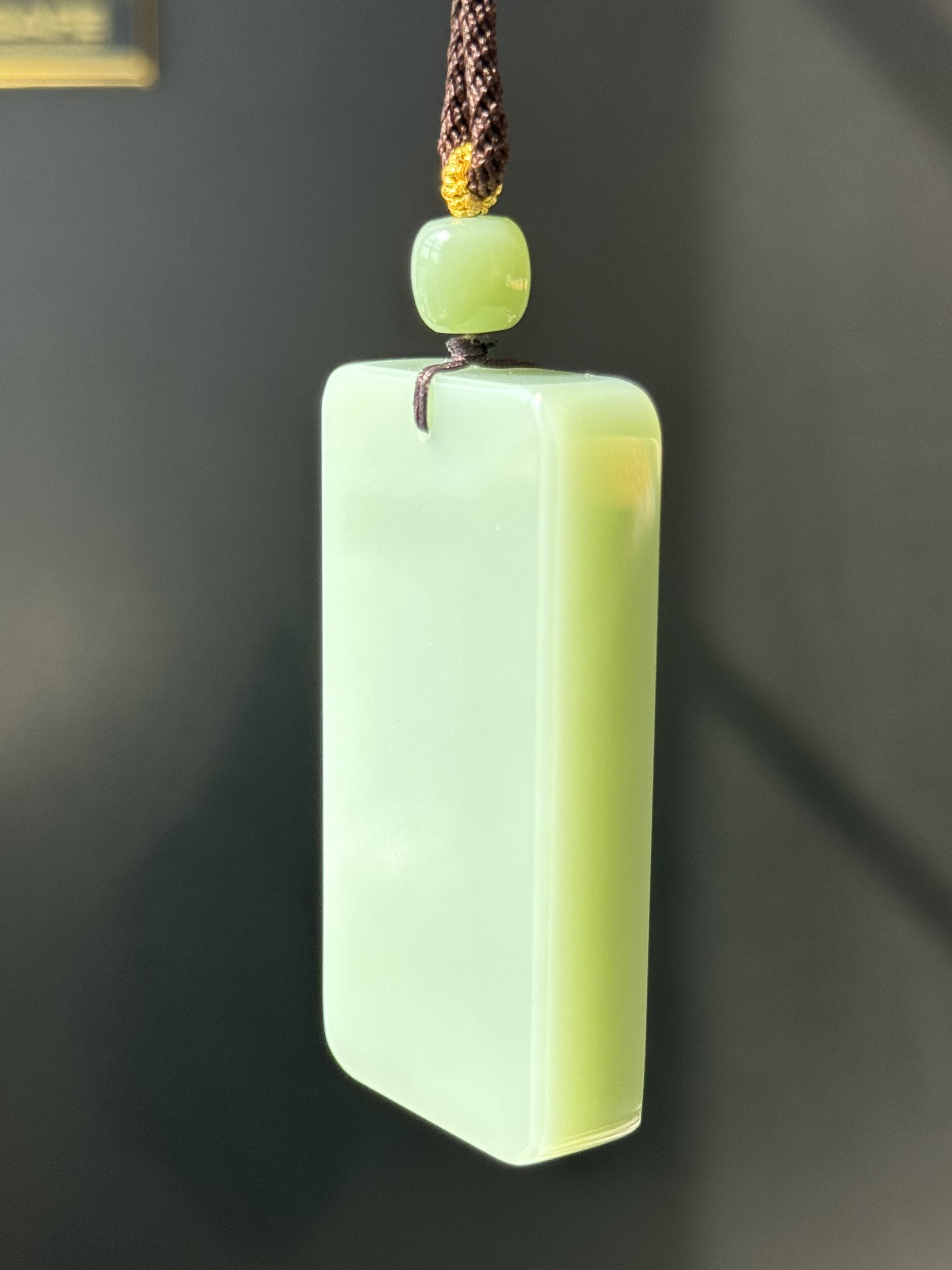 g043收藏级俄罗斯夹层料粉青无事牌和田玉吊坠