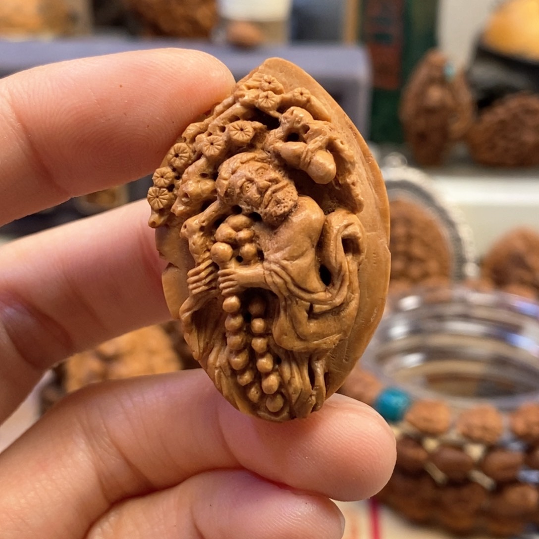 潍坊核雕桃核雕刻达摩
