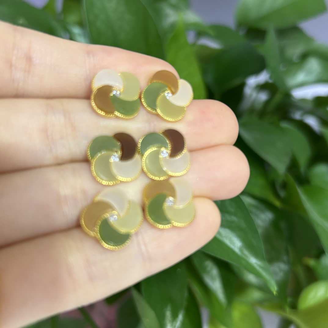 和田玉925银山茶花耳饰12尺寸颜色多样性发货拍一发一