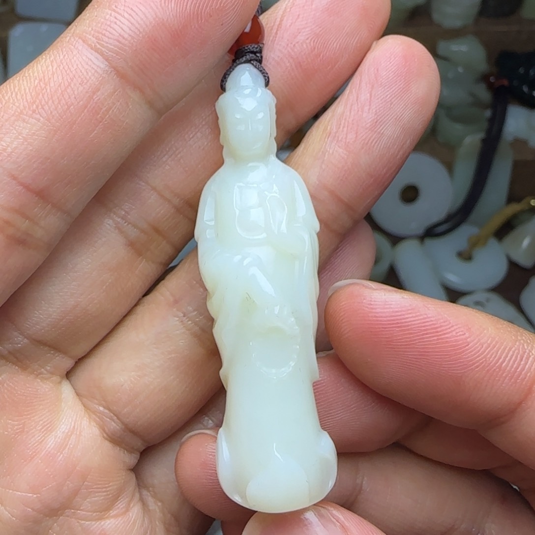 和田玉挂件未镶嵌站观音