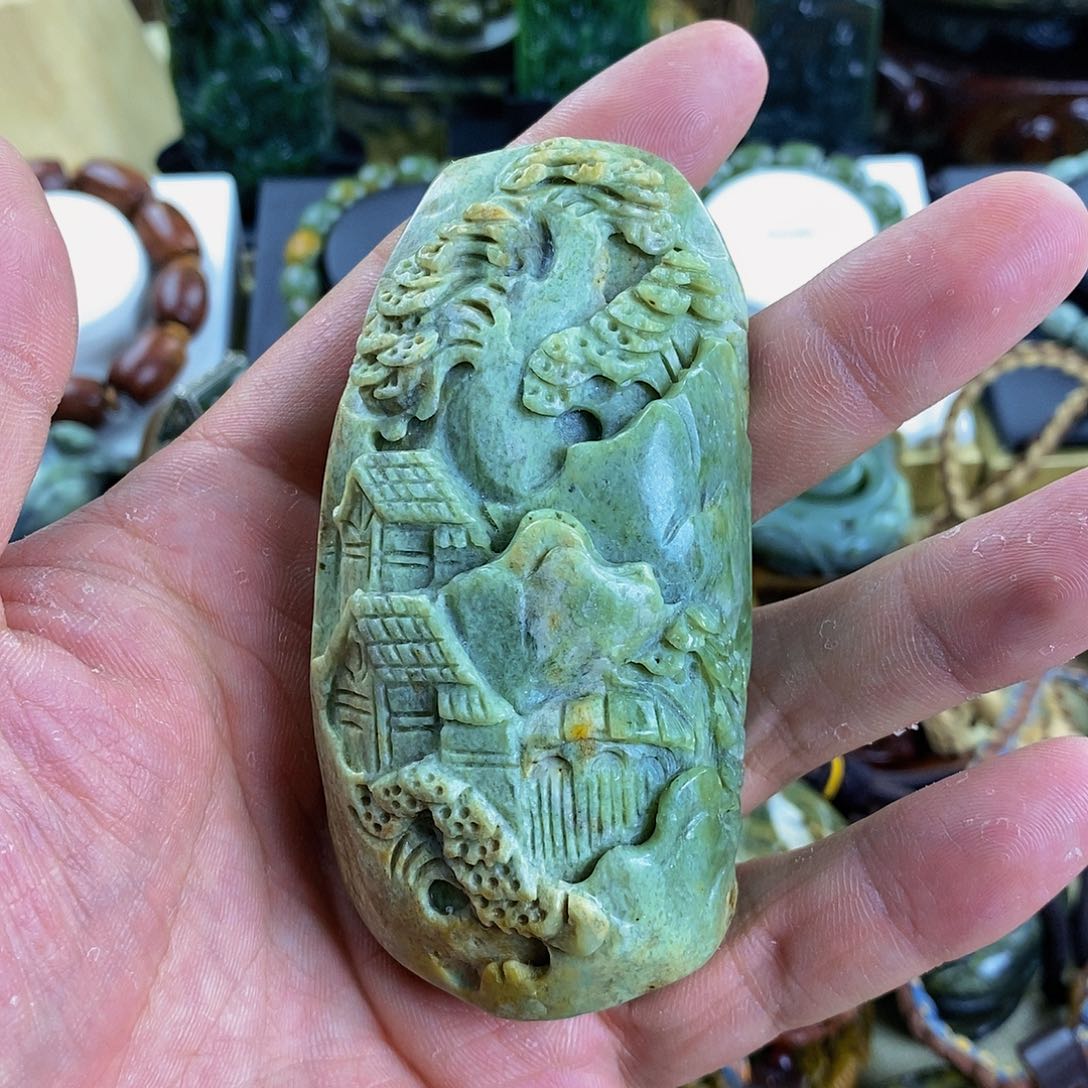 岫岩河磨玉（透闪石质玉）手把未镶嵌