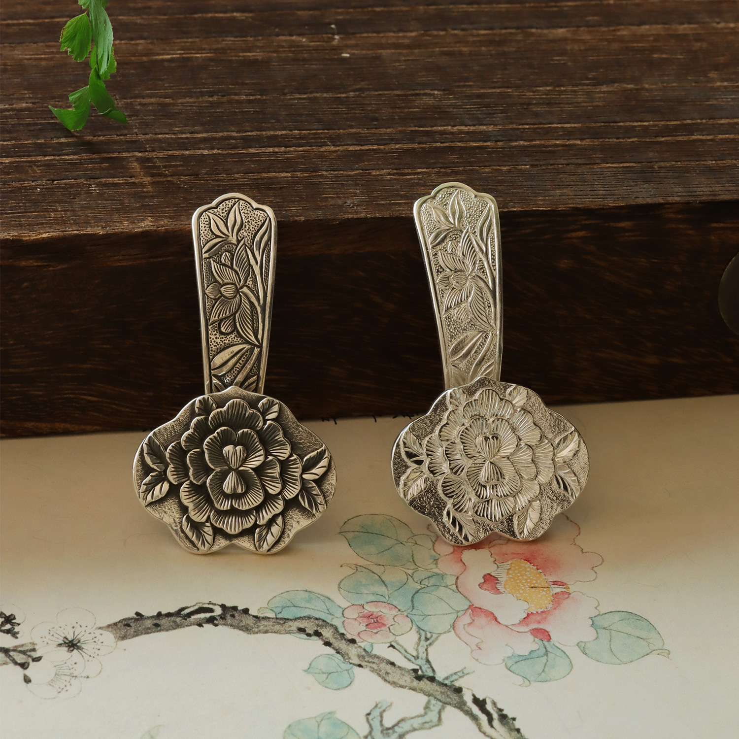 吊坠足银 如意吊坠 手工足银999牡丹花挂件送妈妈奶奶老人长辈