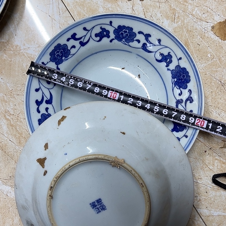 陶摆件2个20厘米芙蓉花深盘
