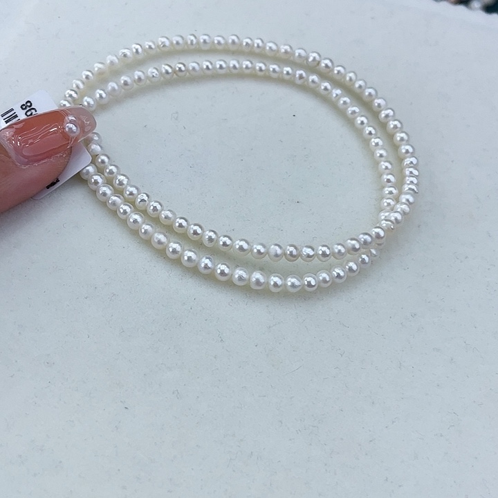 淡水珍珠项链银S925镶嵌3-4