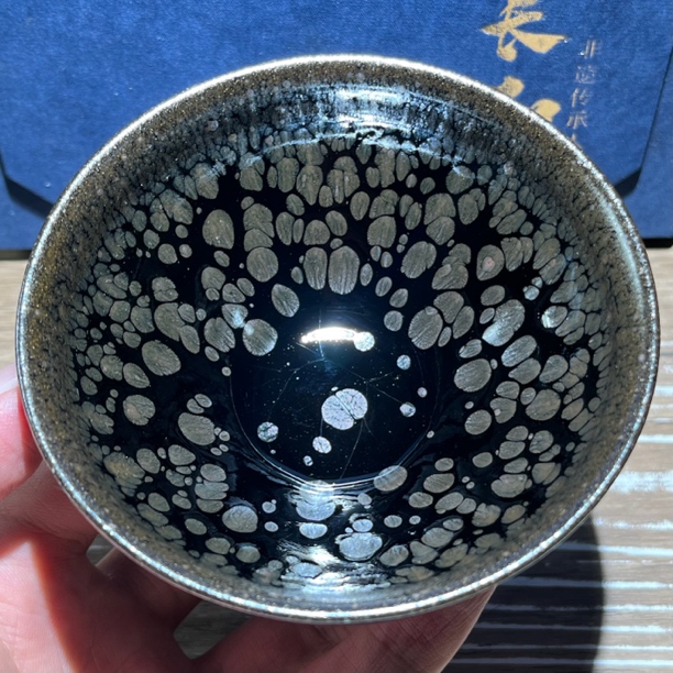 建阳建盏陶瓷茶杯非遗大师徐长和高铁油滴鹧鸪斑纯手工原矿主人杯