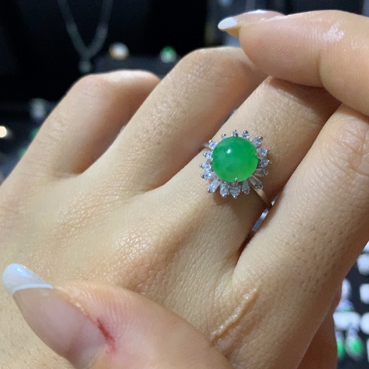 翡翠银S925镶嵌戒指
