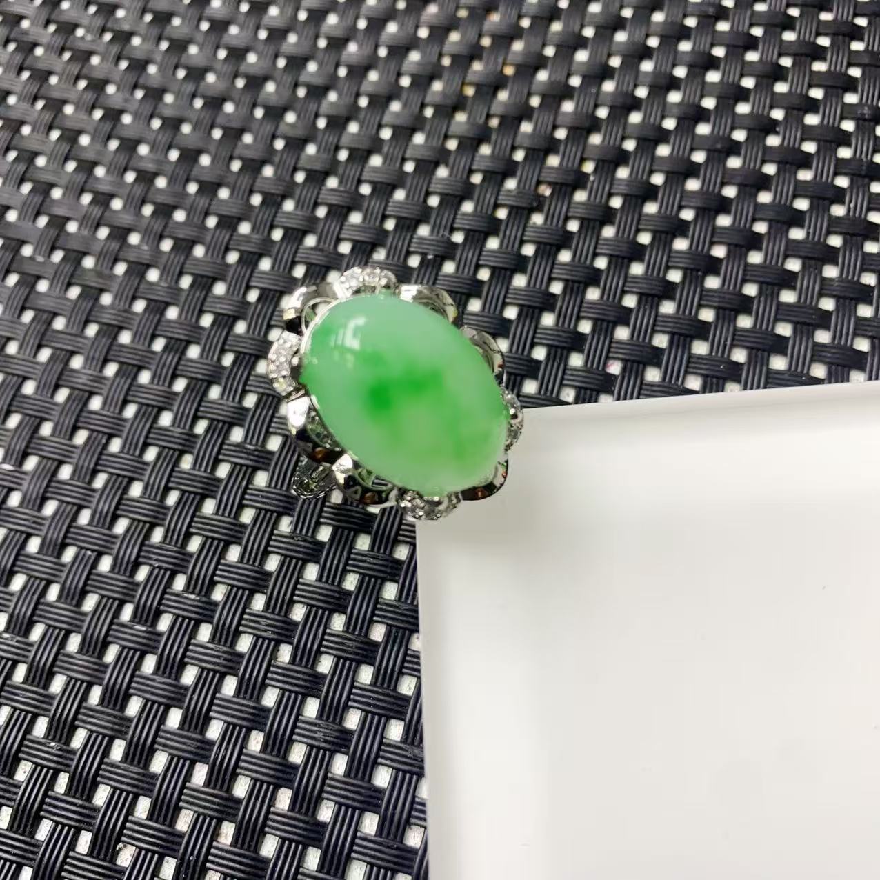 [小石]A151冰绿花花边戒指