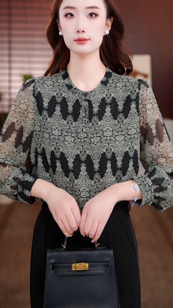 FZ351景星庆云2026新款圆领木耳领小衫套头衬衫长袖时髦上衣打底