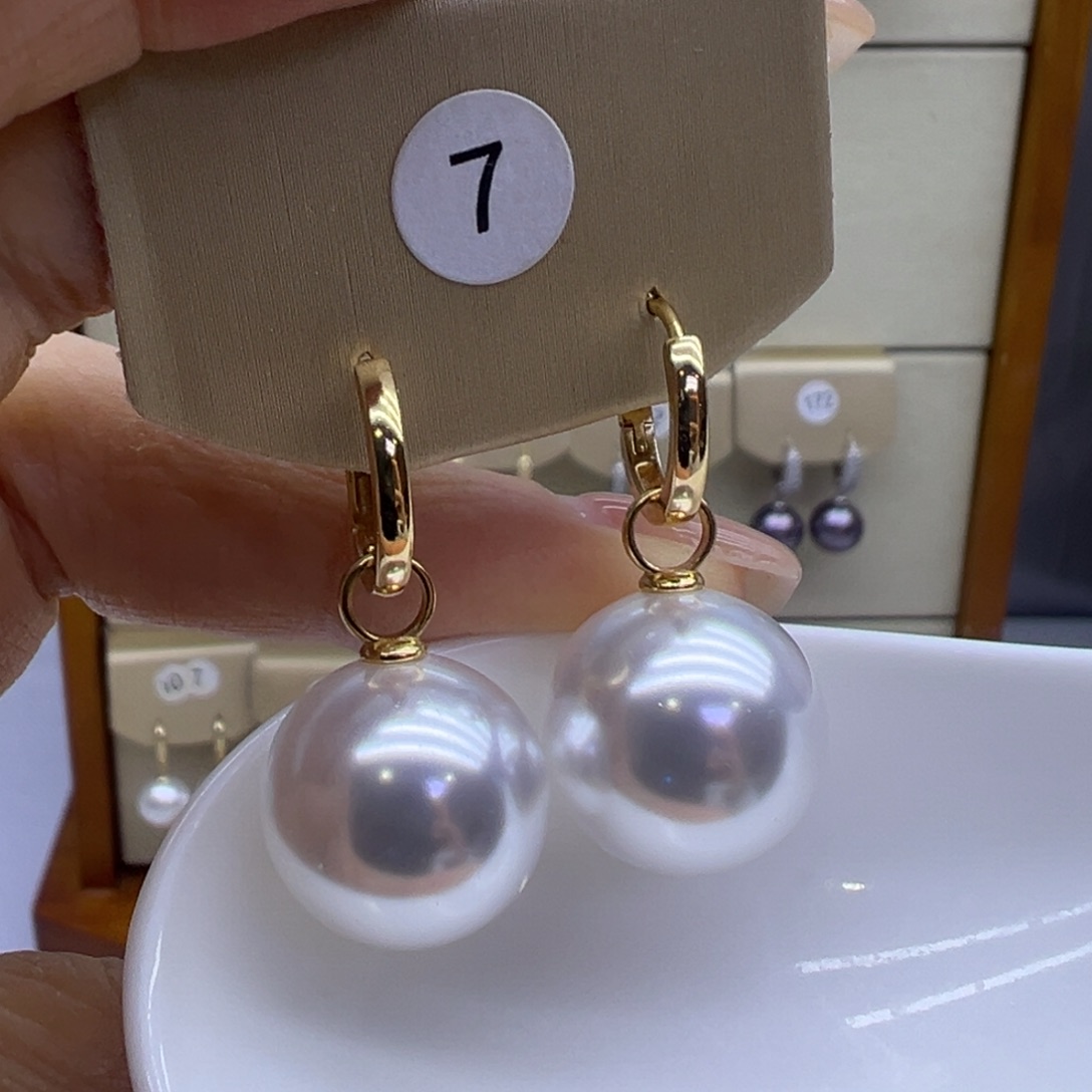 耳饰银S925镶嵌淡水珍珠