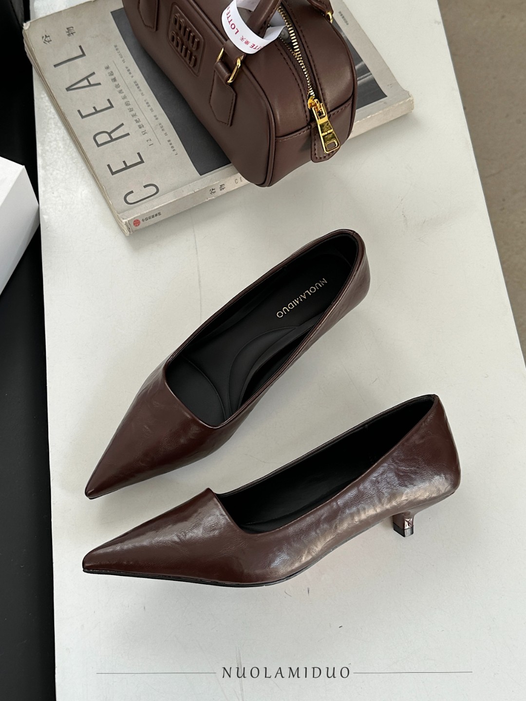 2025春季新款低跟尖头单鞋浅口时尚通勤风跟鞋法式气质百搭单鞋女