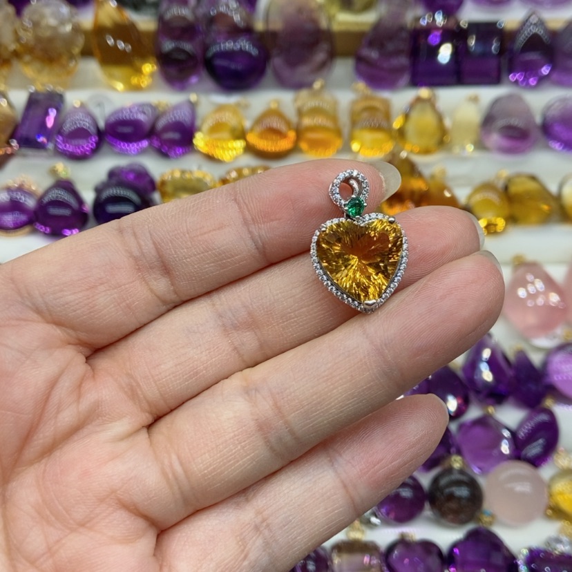 【闪购商品】水晶水晶吊坠银S925镶嵌