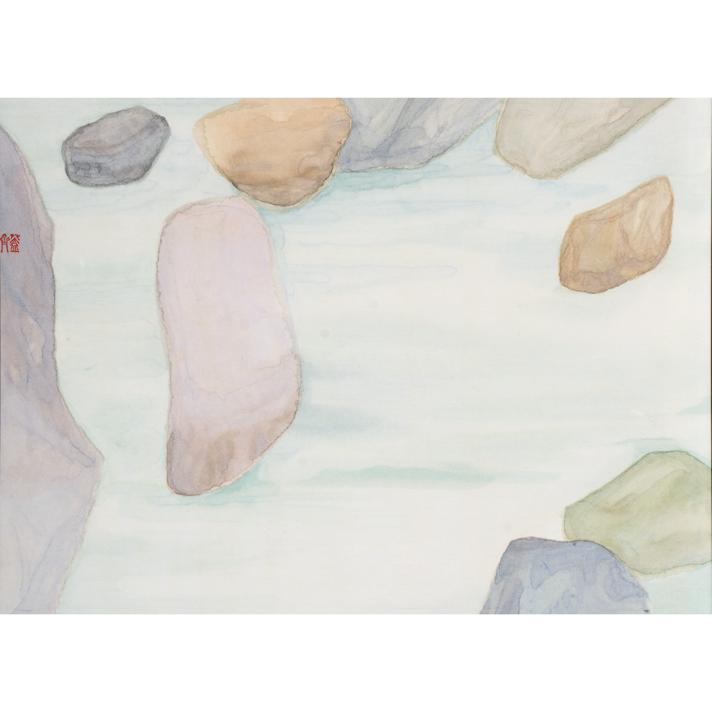 1735，盖齐 《小石潭》，尺寸：25X34cm，纸本设色。