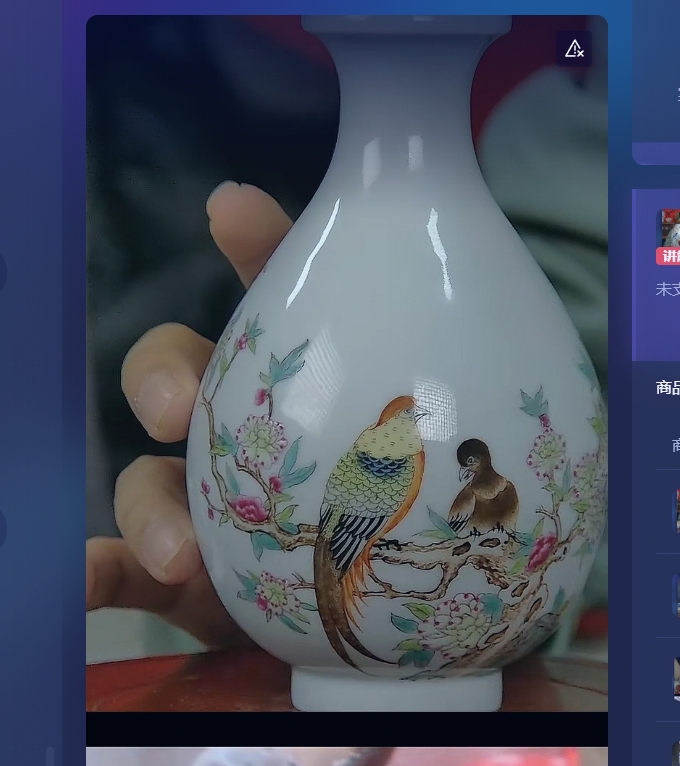 景德镇国营好瓷推荐官釉上粉彩花鸟画片赏瓶277