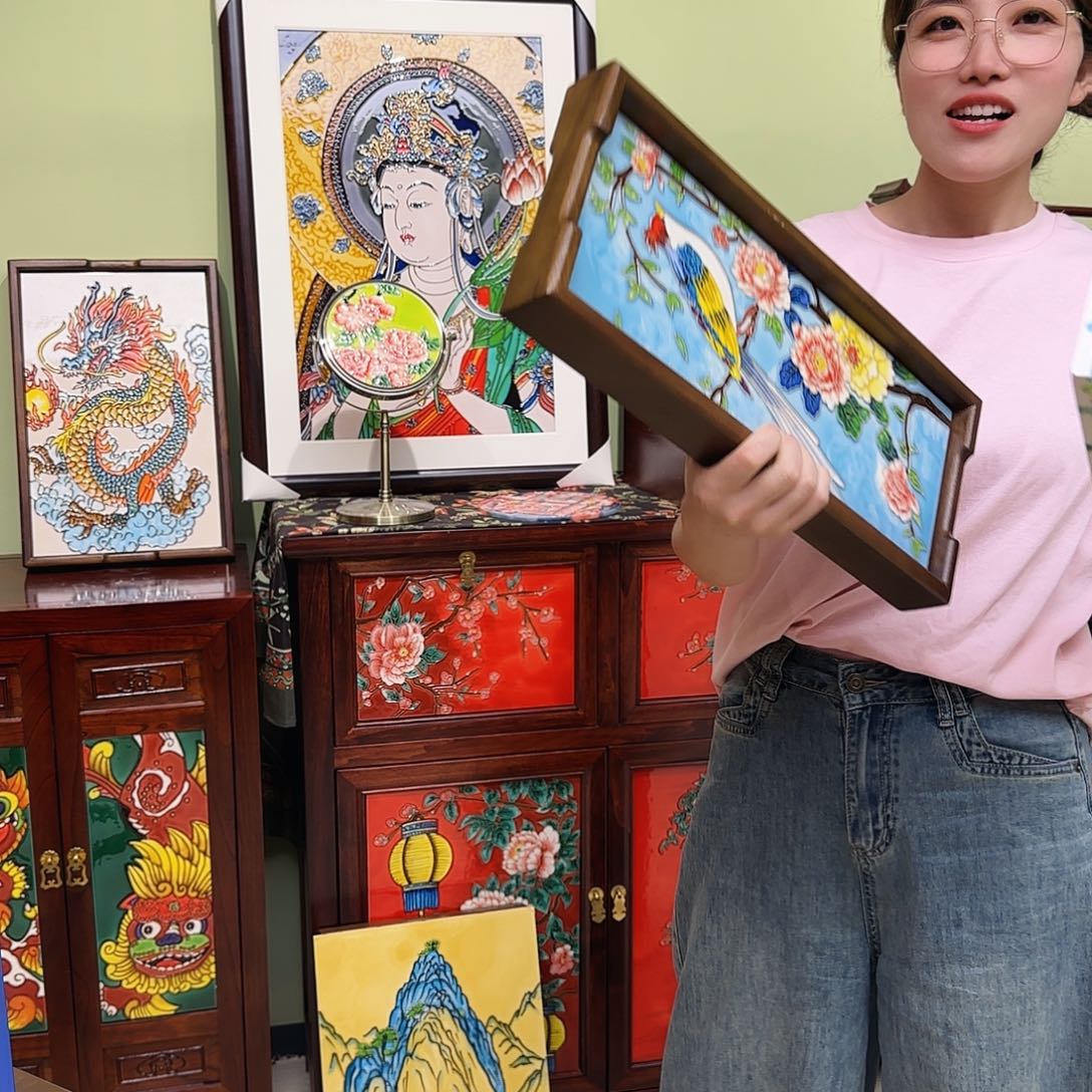 陶瓷坐****坐鹦鹉18×43茶盘