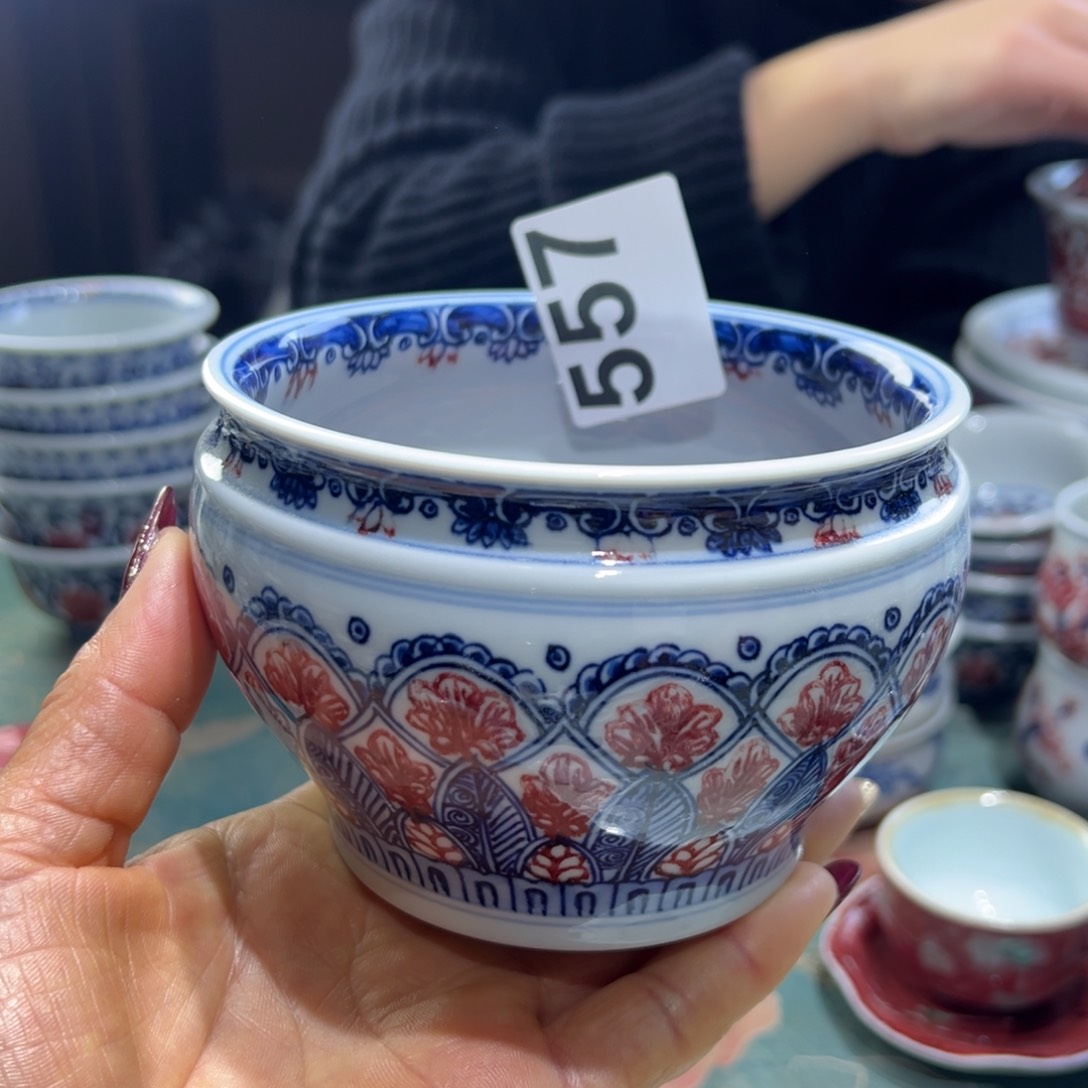 杯吴****手青花釉里红原矿