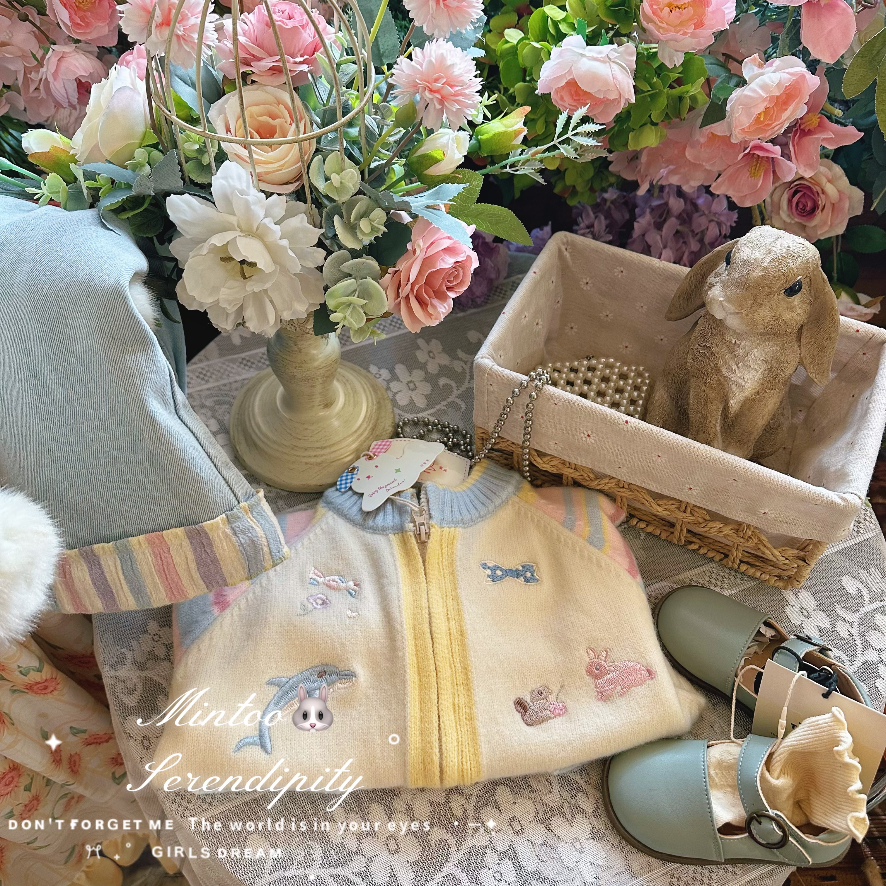 MT-53485-儿童女童洋气重工彩色袖子卡通毛衣开衫（秋款）