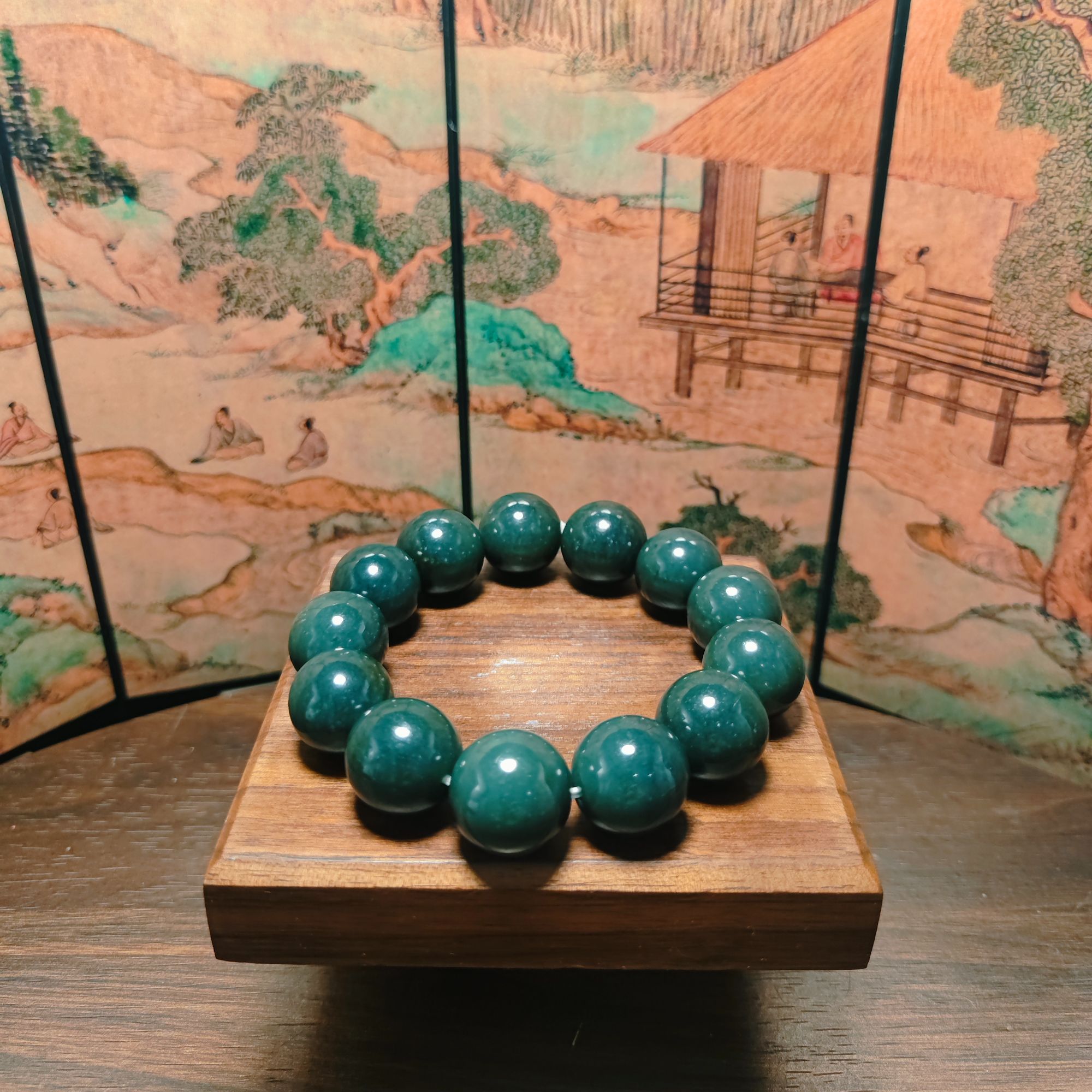 T和田玉圆珠手串（卡18）0564