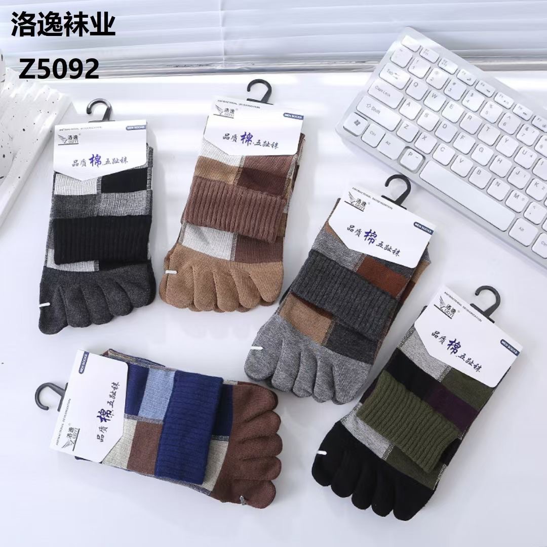 潮流五指袜子男士中筒棉袜吸汗马拉松跑步秋冬长筒分趾袜