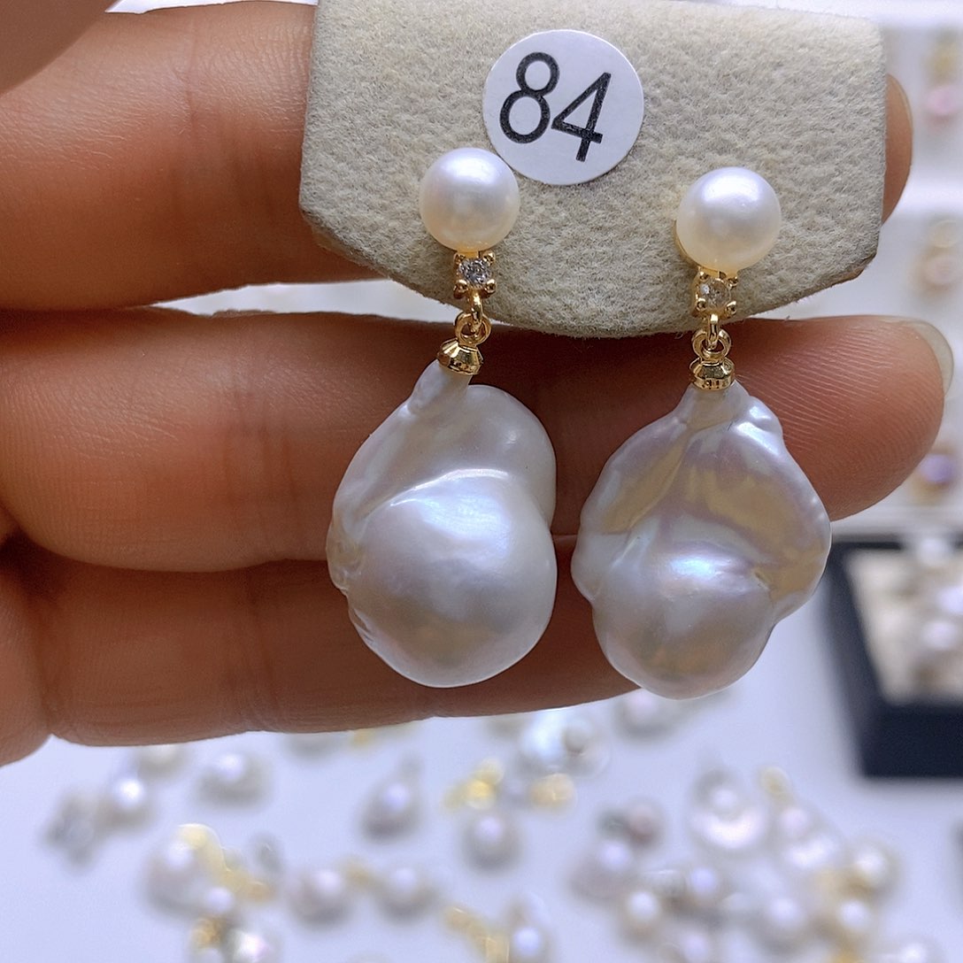 银S925镶嵌淡水珍珠耳饰