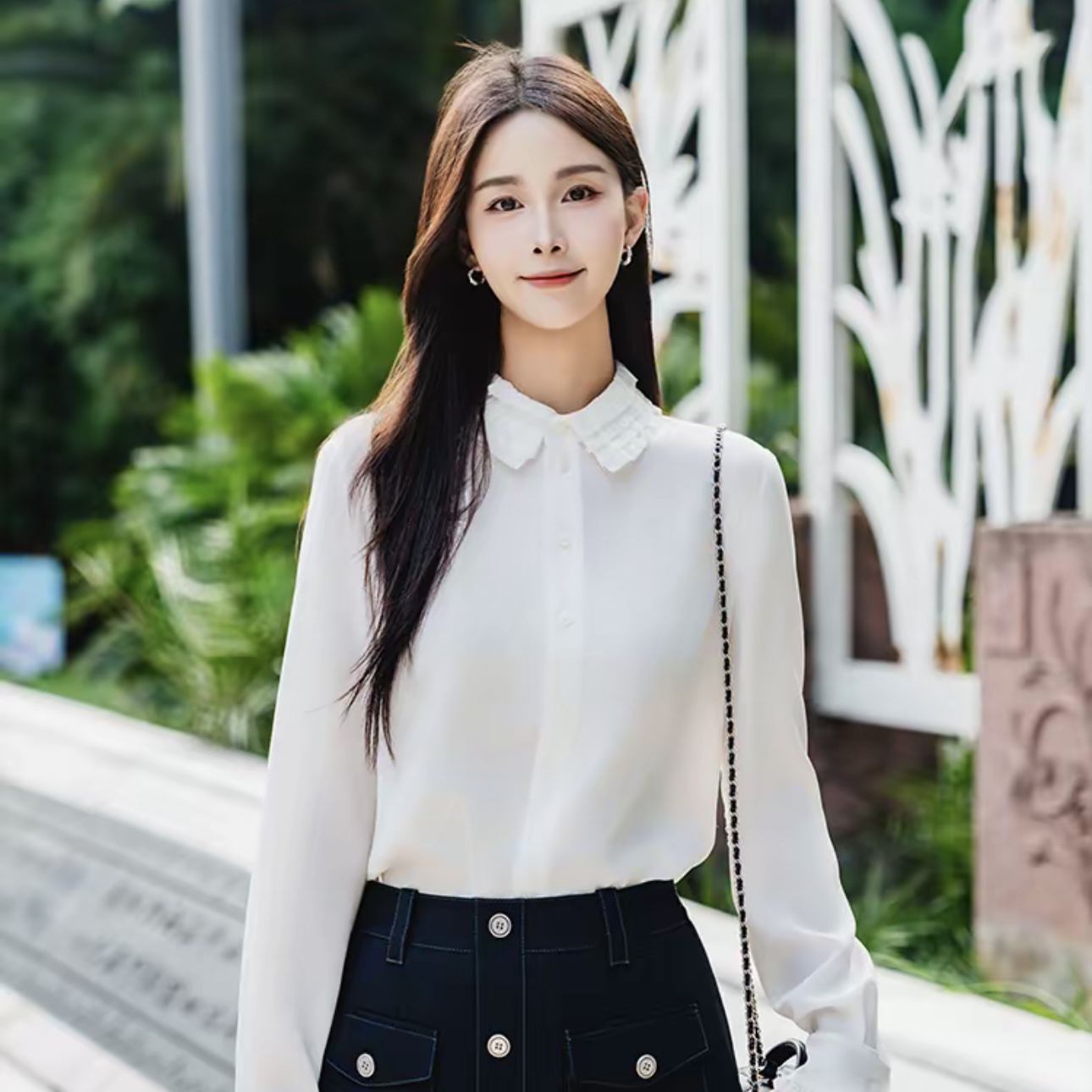 哥弟早秋新款时尚青春轻职场气质简约质感长袖衬衫130126