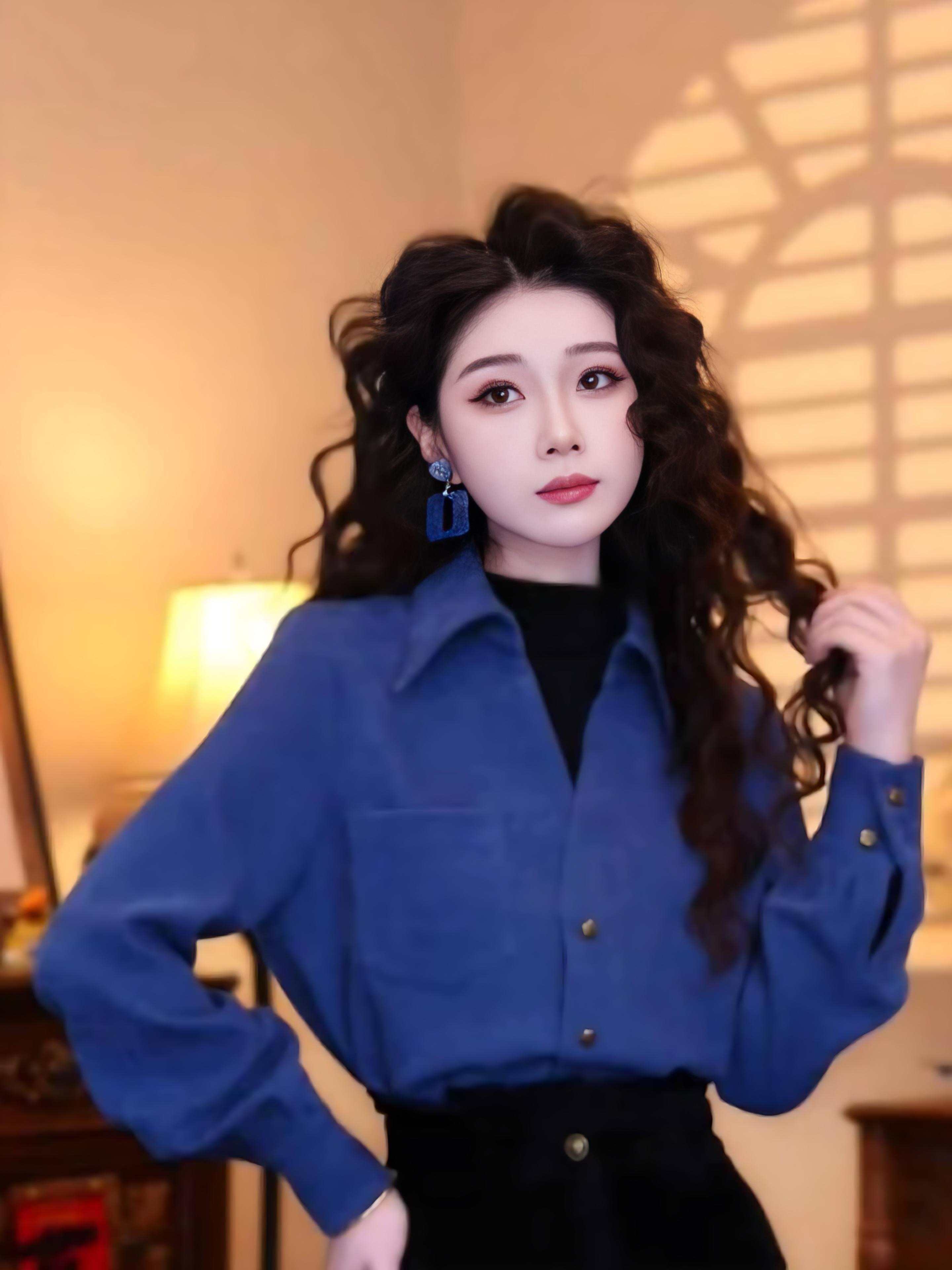 （送运费险）半高领拼接假两件长袖2025港味复古气质设计感叠穿衬衫