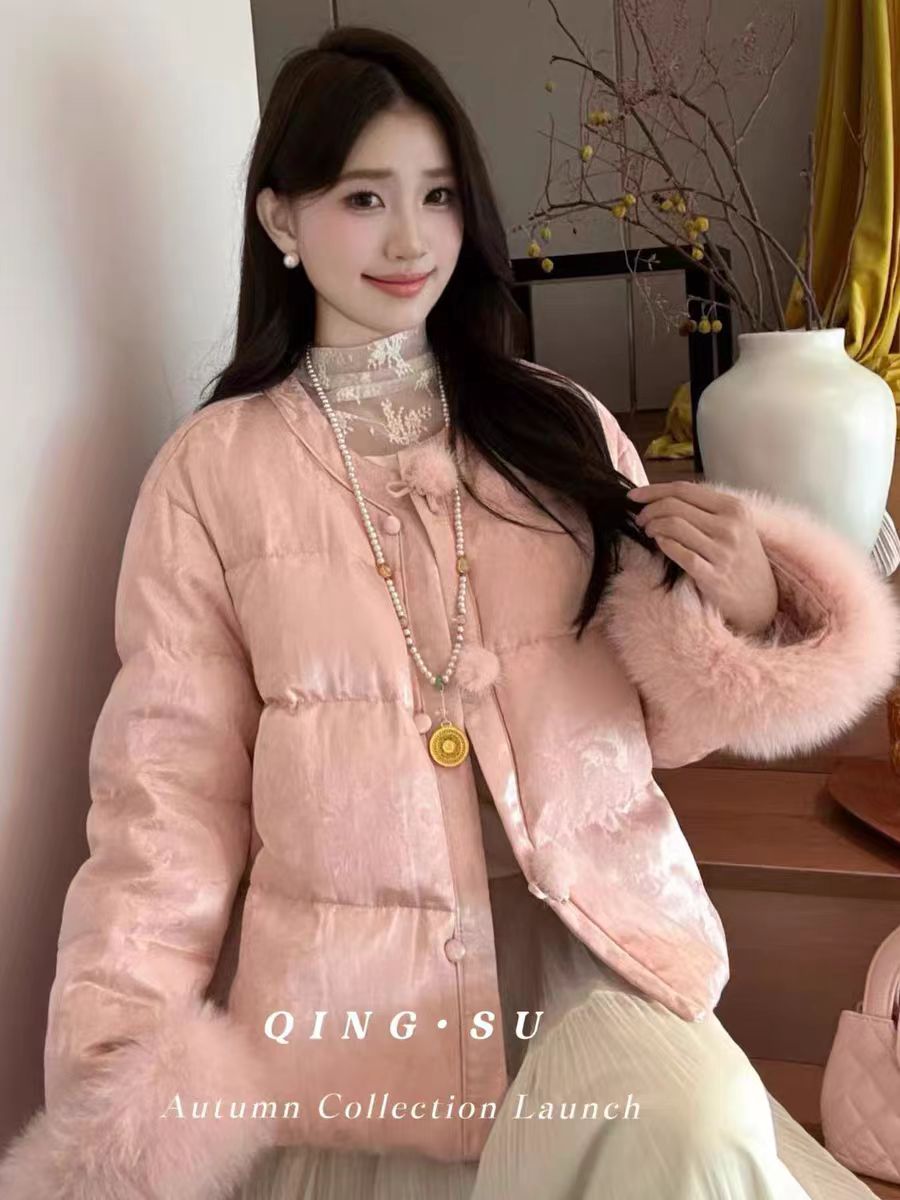 国风新中式冬季新款新国标白鸭绒保暖锁温显瘦毛绒绒潮流羽绒服