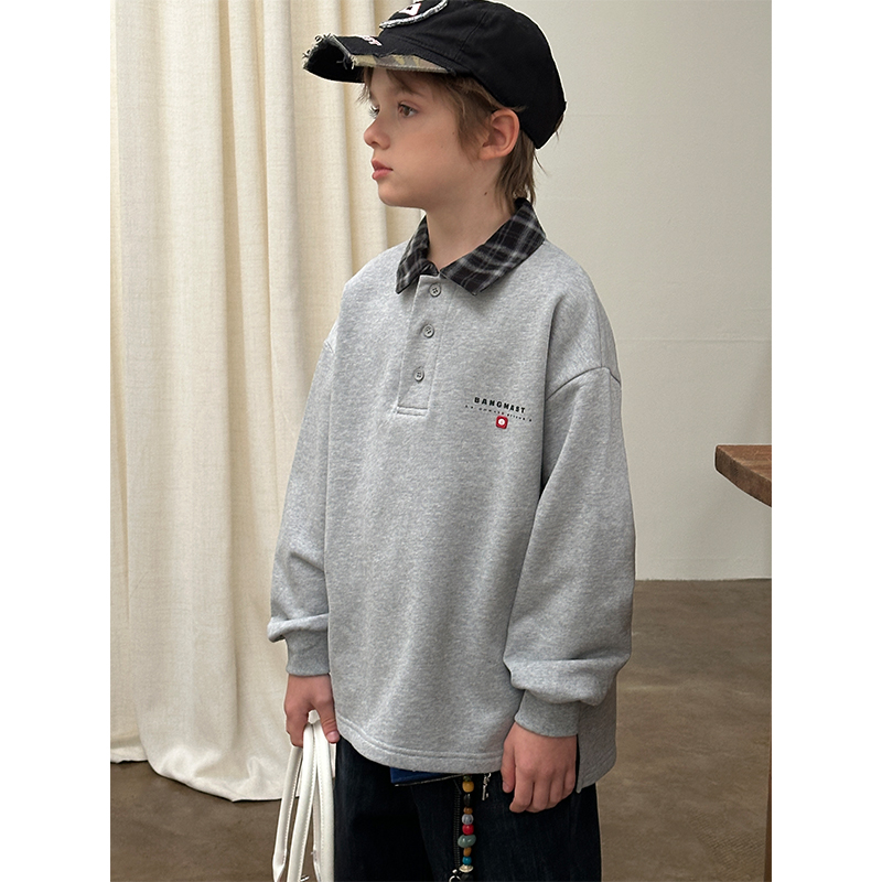 Mast亲子装100棉毛圈Polo领卫衣中大童2025秋冬青少年男女上衣