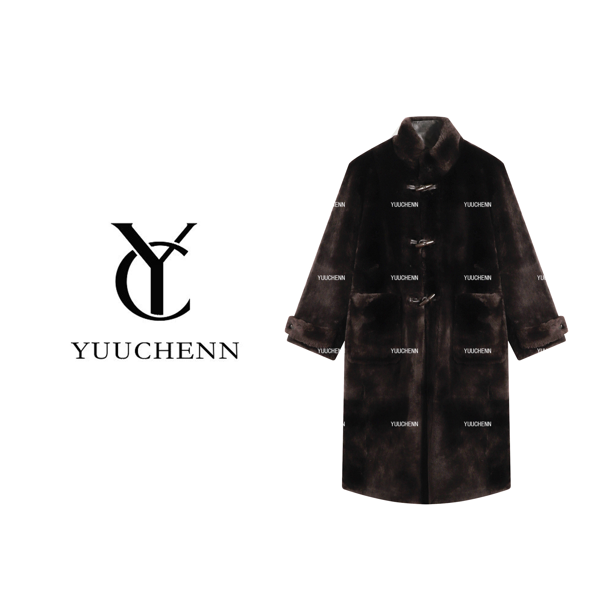 YUUCHENN“雪野一梦”南非进口100羊皮毛一体女士外套25C-W70147