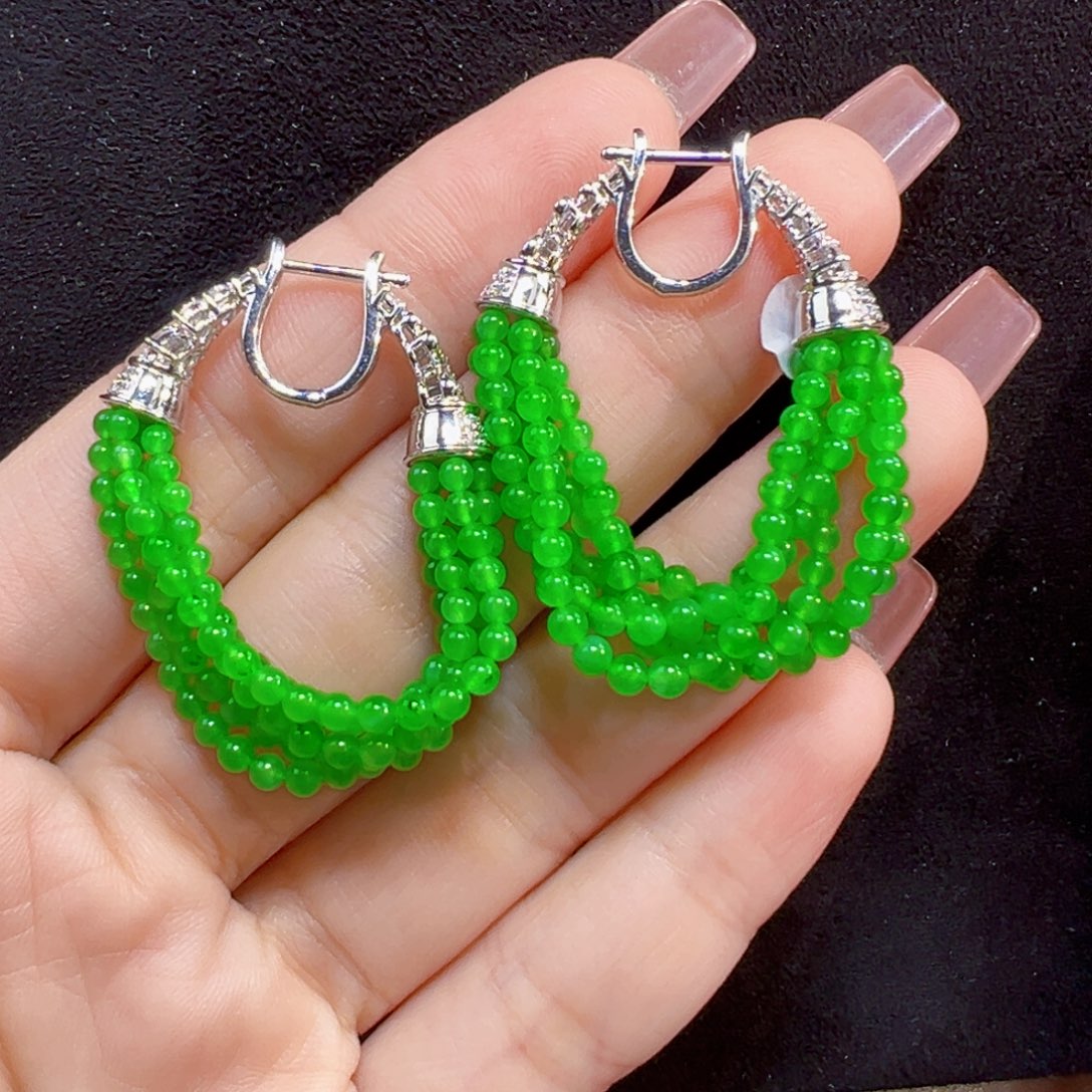 翡翠耳饰18K金镶嵌耳包