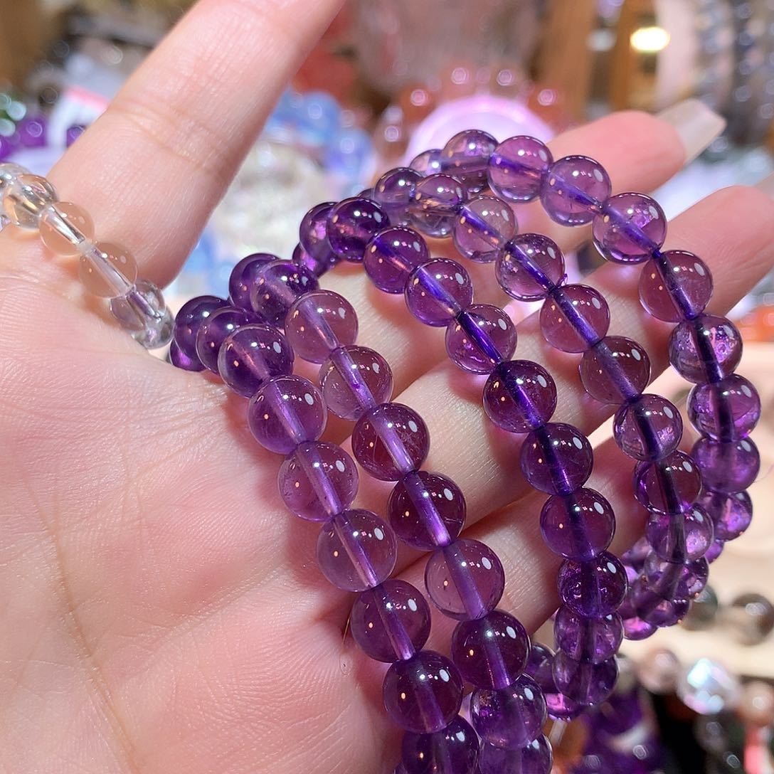水晶手串未镶嵌紫水晶巴西8mmm
