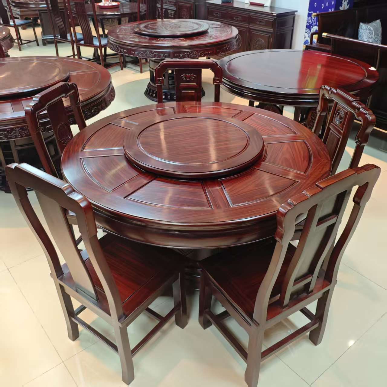 酸枝木 1.26m/1.38m七星伴月圆桌