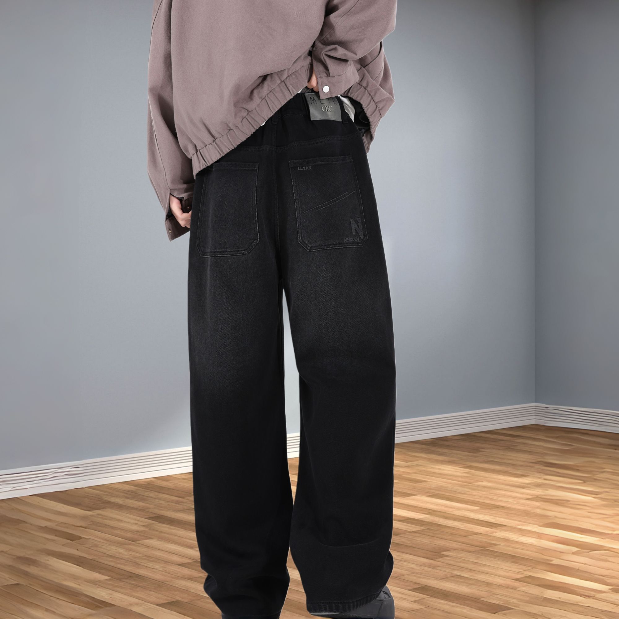 加绒牛仔裤学生青少年冬季新款直筒休闲长裤百搭休闲裤宽松裤子