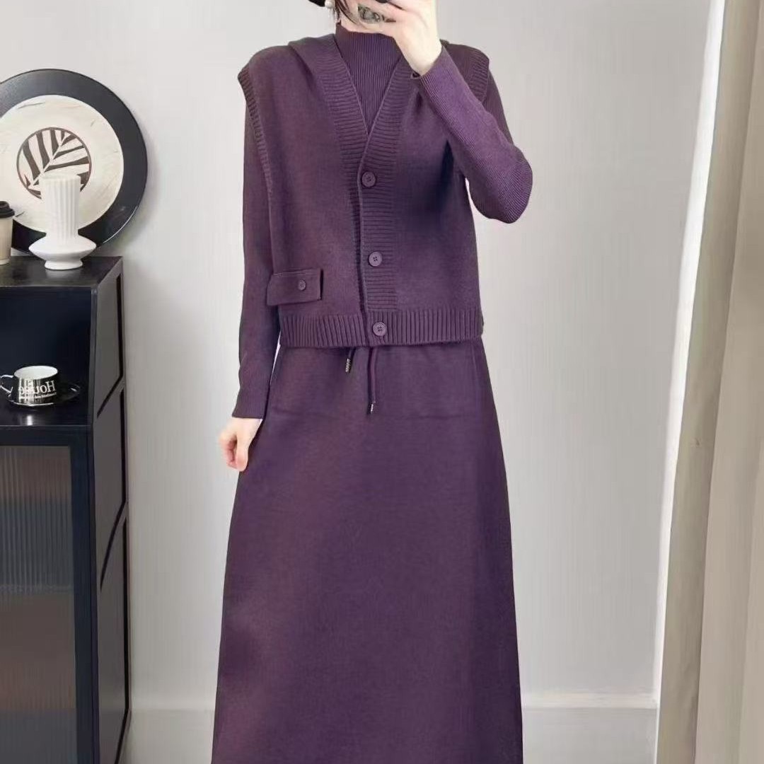 【编码113】真两件休闲减龄有口袋时尚气质女款爆款针织女秋冬裙