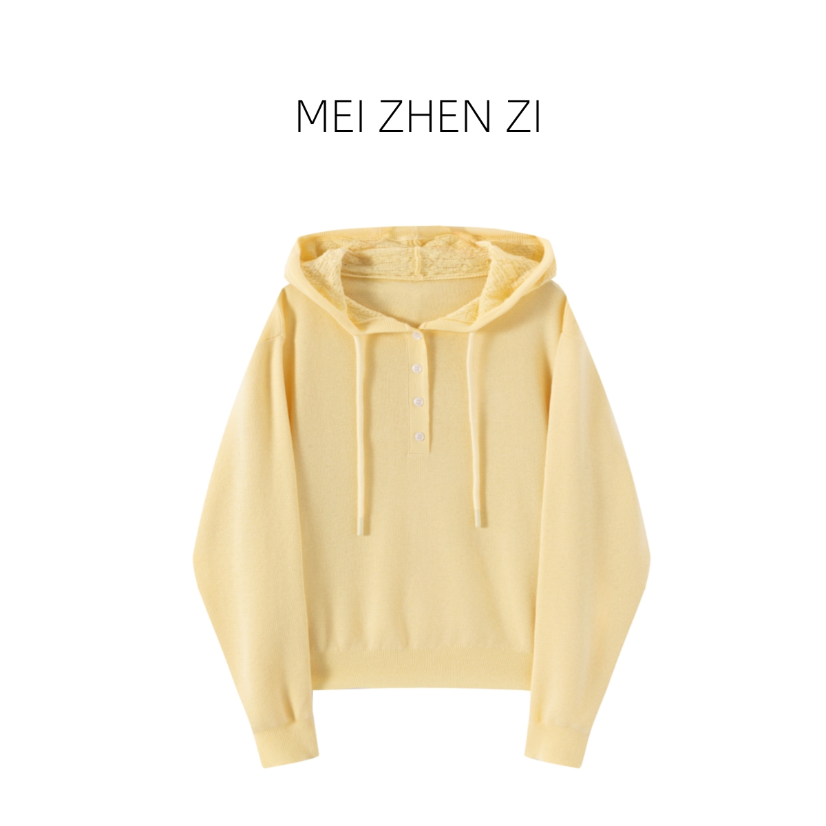 MEIZHENZI【细支绵羊毛】2025秋装新款镂空钩花连帽针织衫薄款上衣