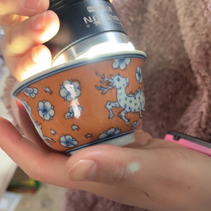 瓷片景德镇陶瓷陶瓷杯。绿